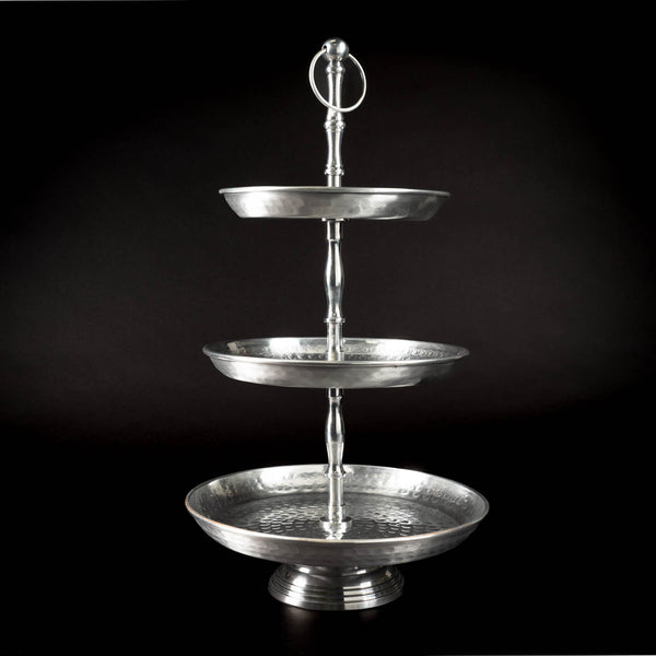 #IH_20265 ALUMINUM HAMMERED 3-TIER STAND 21" WESTERN HOME DECOR HANDMADE BRAND NEW