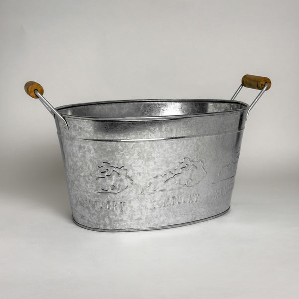 12" GALV. KENTUCKY TUB BUCKET WESTERN HOME DECOR NEW #EH12505