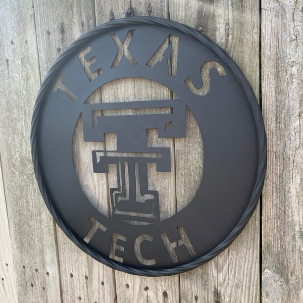 12",18",24",32",36" TEXAS TECH RUSTIC BLACK CUSTOM METAL VINTAGE CRAFT TEAM SIGN HANDMADE TO ORDER