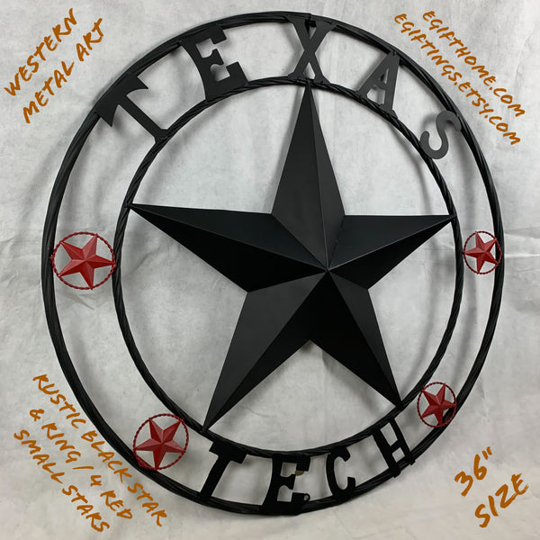 TEXAS TECH BARN STAR METAL LONESTAR CUSTOM VINTAGE METAL TEAM CRAFT ART WESTERN HOME DECOR SIZE:24",32",36",40",50"