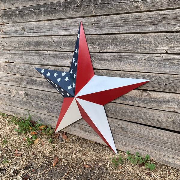 USA FLAG STAR STYLE# 5 RED WHITE & BLUE AMERICANA METAL BARN STAR WALL ART HANDMADE TO ORDER NEW