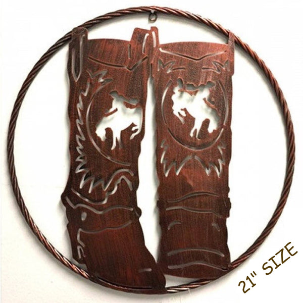 21" COWBOYS COWGIRLS BOOTS LASER CUT METAL WALL ART CUSTOM VINTAGE CRAFT RUSTIC BRONZE COPPER HAND MADE  #EH11558