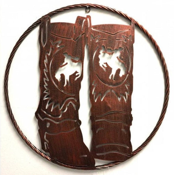 21" COWBOYS COWGIRLS BOOTS LASER CUT METAL WALL ART CUSTOM VINTAGE CRAFT RUSTIC BRONZE COPPER HAND MADE  #EH11558