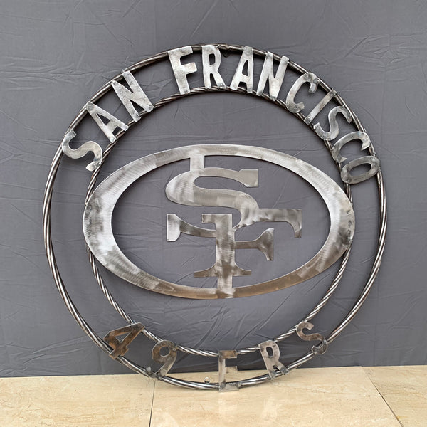 36" SAN FRANCISCO 49ERS CUSTOM RAW METAL VINTAGE CRAFT TEAM SIGN HAND MADE IN USA
