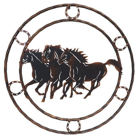 #DE22497 RUNNING HORSES 24" METAL SIGN WALL ART WESTERN HOME DECOR BRAND NEW