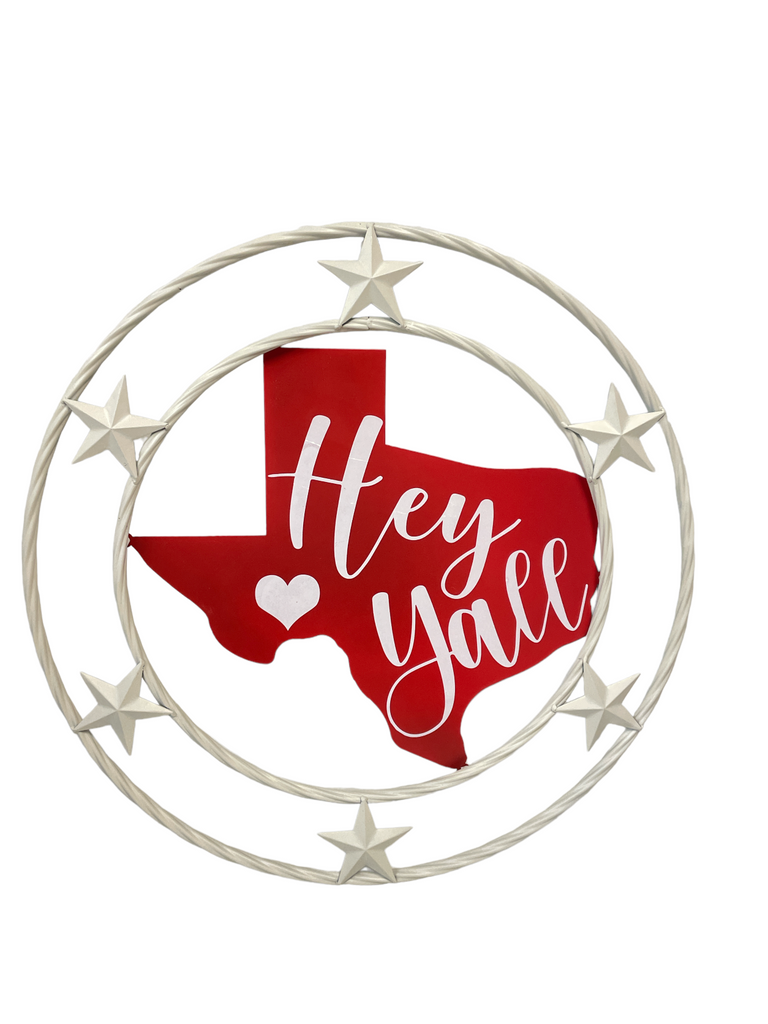 #DE22511 TEXAS HEY Y'ALL 24" METAL WALL SIGN WESTERN HOME DECOR HANDMADE NEW