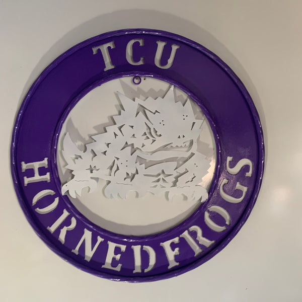 18",24",32" TCU HORNED FROGS CUSTOM METAL VINTAGE CRAFT TEAM SIGN WESTERN HOME DECOR HANDMADE
