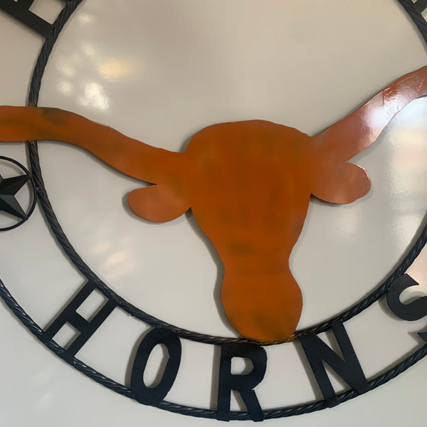 HOOKEM HORNS WITH LONE STAR TEXAS LONGHORNS HOOK EM METAL CUSTOM VINTAGE CRAFT WALL ART TEAM SIGN HANDMADE
