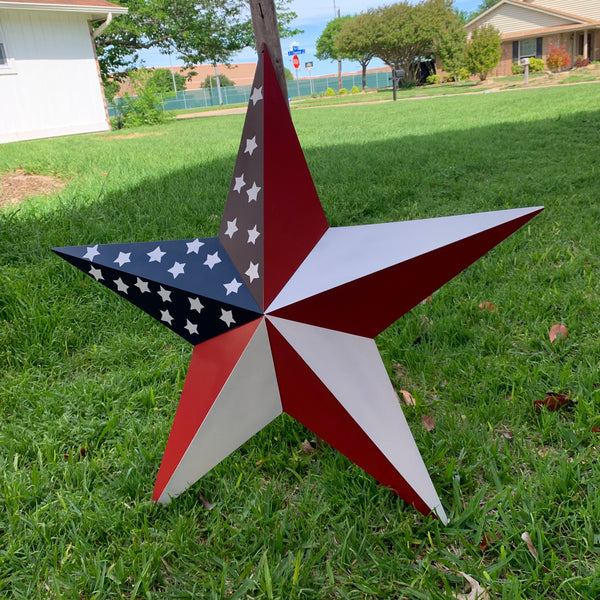 USA FLAG STAR STYLE# 5 RED WHITE & BLUE AMERICANA METAL BARN STAR WALL ART HANDMADE TO ORDER NEW