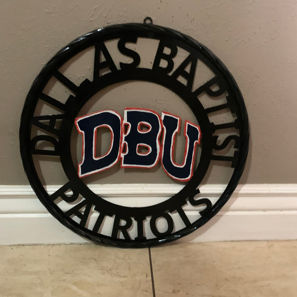 DBU DALLAS BAPTIST PATRIOTS CUSTOM METAL VINTAGE CRAFT TEAM SIGN WESTERN HOME DECOR HANDMADE