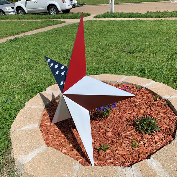 USA FLAG STAR STYLE# 5 RED WHITE & BLUE AMERICANA METAL BARN STAR WALL ART HANDMADE TO ORDER NEW