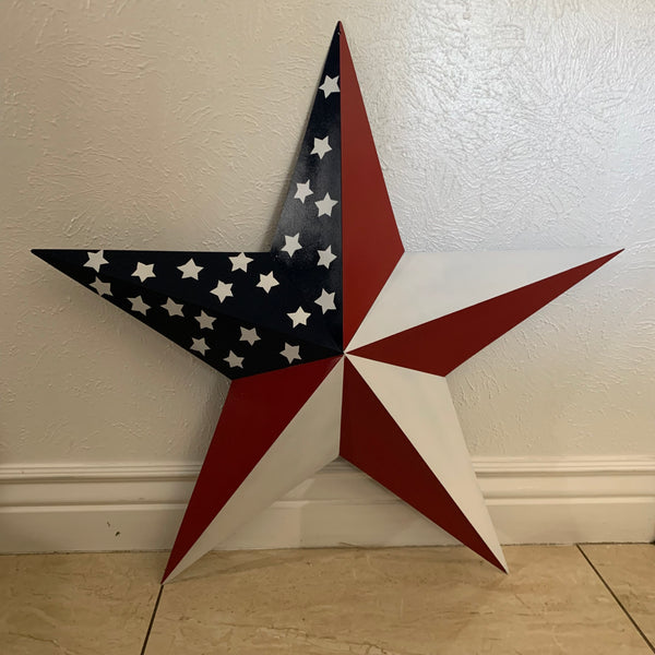 USA FLAG STAR STYLE# 5 RED WHITE & BLUE AMERICANA METAL BARN STAR WALL ART HANDMADE TO ORDER NEW