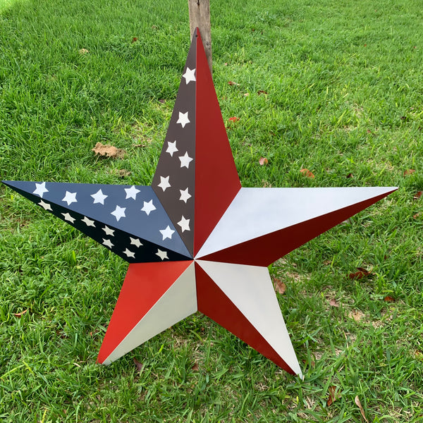 USA FLAG STAR STYLE# 5 RED WHITE & BLUE AMERICANA METAL BARN STAR WALL ART HANDMADE TO ORDER NEW