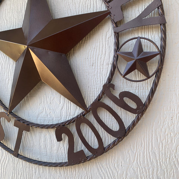 FINE FAMILY STYLE YOUR CUSTOM NAME STAR BARN STAR METAL LONE STAR WESTERN HOME DECOR RUSTIC BRONZE HANDMADE 24",32",36",50"