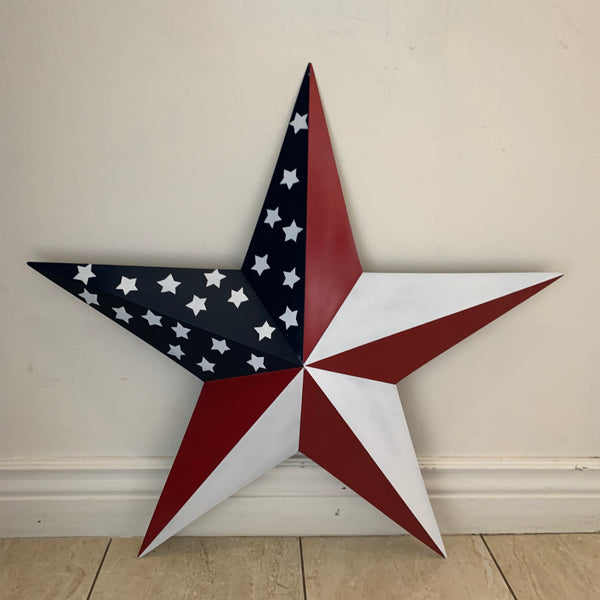 USA FLAG STAR STYLE# 5 RED WHITE & BLUE AMERICANA METAL BARN STAR WALL ART HANDMADE TO ORDER NEW