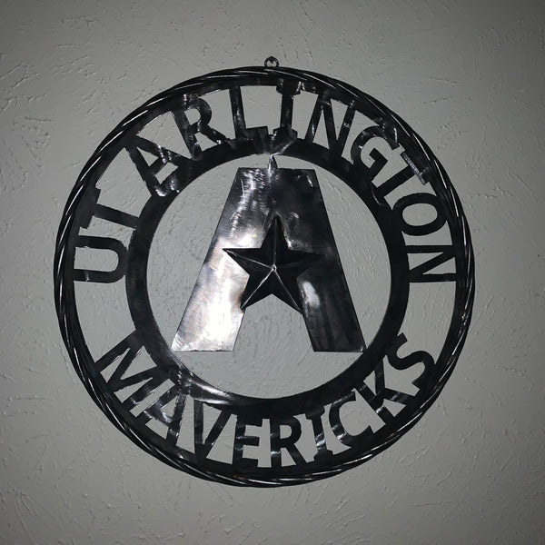 UTA ARLINGTON CUSTOM RAW METAL VINTAGE CRAFT TEAM SIGN WETSERN HOME DECOR HANDMADE