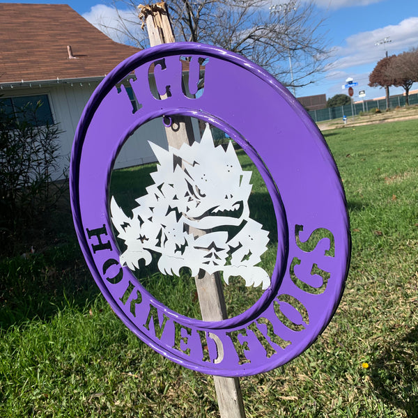 18",24",32" TCU HORNED FROGS CUSTOM METAL VINTAGE CRAFT TEAM SIGN WESTERN HOME DECOR HANDMADE