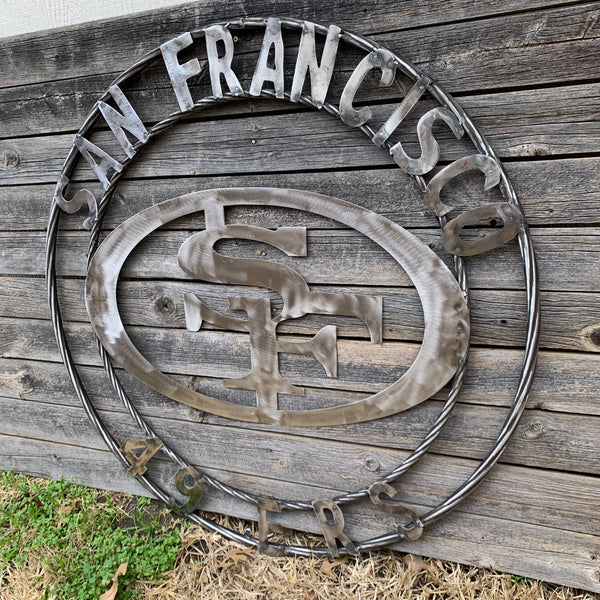 36" SAN FRANCISCO 49ERS CUSTOM RAW METAL VINTAGE CRAFT TEAM SIGN HAND MADE IN USA