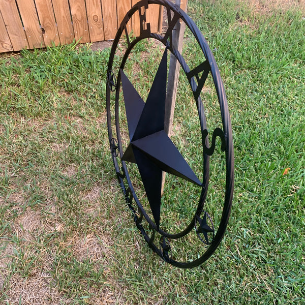 TEXAS 2022 STYLE CUSTOM NAME STAR BARN METAL LONE STAR 3d TWISTED ROPE RING WESTERN HOME DECOR RUSTIC  BLACK HANDMADE 24",32",34",36",40",42",44",46",50"