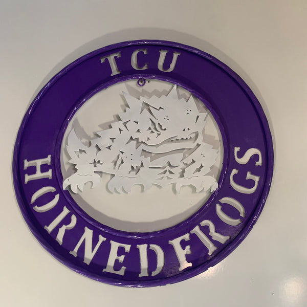 18",24",32" TCU HORNED FROGS CUSTOM METAL VINTAGE CRAFT TEAM SIGN WESTERN HOME DECOR HANDMADE