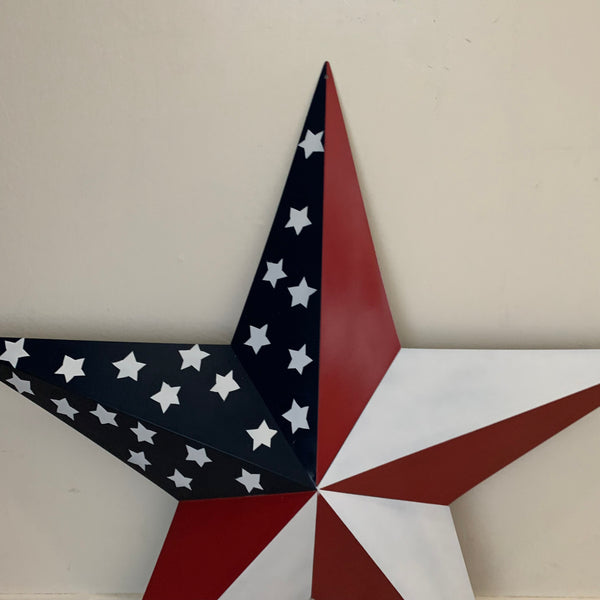 USA FLAG STAR STYLE# 5 RED WHITE & BLUE AMERICANA METAL BARN STAR WALL ART HANDMADE TO ORDER NEW