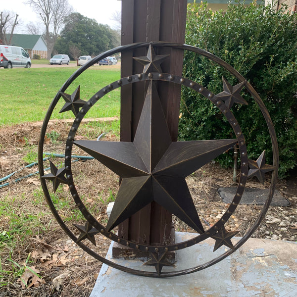 24" MULTI STAR BEADED COLIBROX BARN STAR METAL LONESTAR WESTERN HOME DECOR HANDMADE RUSTIC DARK BRONZE NEW