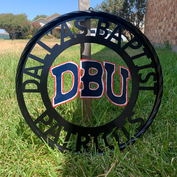 DBU DALLAS BAPTIST PATRIOTS CUSTOM METAL VINTAGE CRAFT TEAM SIGN WESTERN HOME DECOR HANDMADE