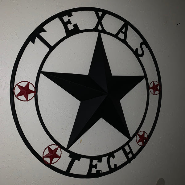 TEXAS TECH BARN STAR METAL LONESTAR CUSTOM VINTAGE METAL TEAM CRAFT ART WESTERN HOME DECOR SIZE:24",32",36",40",50"