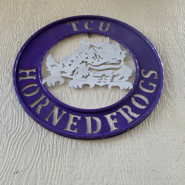 18",24",32" TCU HORNED FROGS CUSTOM METAL VINTAGE CRAFT TEAM SIGN WESTERN HOME DECOR HANDMADE