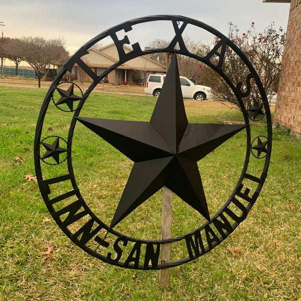 LINN SAN MANUEL STYLE YOUR CUSTOM NAME STAR METAL BARN LONE STAR 3d TWISTED ROPE RING WESTERN HOME DECOR HANDMADE NEW