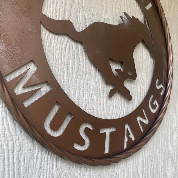 SMU MUSTANGS HAMMERED COPPER METAL CUSTOM VINTAGE CRAFT WALL ART TEAM SIGN HANDMADE