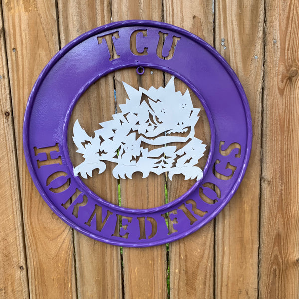 18",24",32" TCU HORNED FROGS CUSTOM METAL VINTAGE CRAFT TEAM SIGN WESTERN HOME DECOR HANDMADE