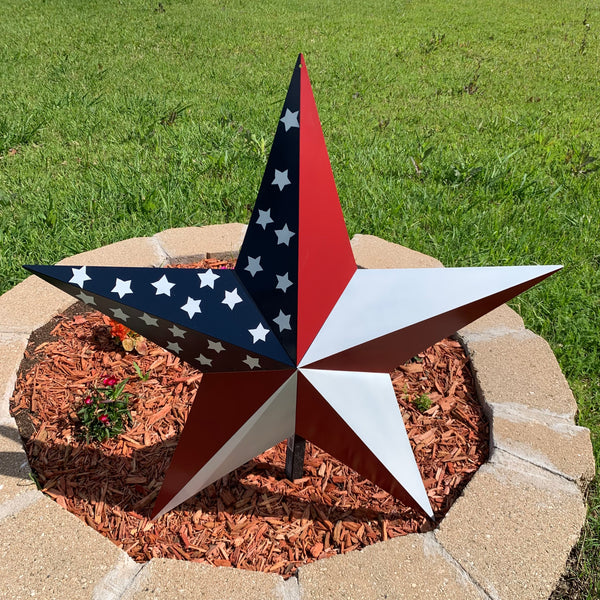 USA FLAG STAR STYLE# 5 RED WHITE & BLUE AMERICANA METAL BARN STAR WALL ART HANDMADE TO ORDER NEW