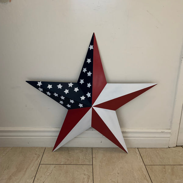 USA FLAG STAR STYLE# 5 RED WHITE & BLUE AMERICANA METAL BARN STAR WALL ART HANDMADE TO ORDER NEW