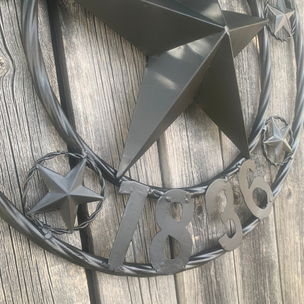 TEXAS 1836 BLACK BARN STAR METAL LONESTAR WESTERN HOME DECOR HANDMADE NEW 16",24",36",50"