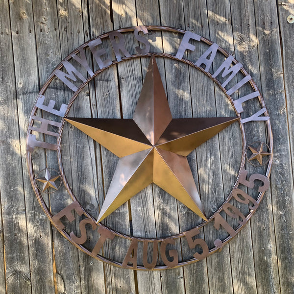 MYERS STYLE YOUR CUSTOM NAME STAR BARN STAR METAL LONE STAR WESTERN HOME DECOR RUSTIC BLACK HANDMADE 24",32",36",50"