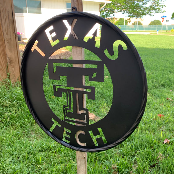 12",18",24",32",36" TEXAS TECH RUSTIC BLACK CUSTOM METAL VINTAGE CRAFT TEAM SIGN HANDMADE TO ORDER