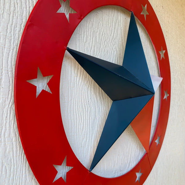 24" WIDE BAND RING BARN STAR METAL LONE STAR 3d WALL ART WESTERN HOME DECOR HANDMADE NEW #EH12758