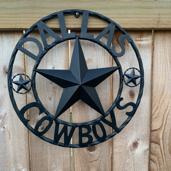 18" DALLAS COWBOYS BLACK STAR CUSTOM METAL VINTAGE LONE STAR WESTERN HOME DECOR HANDMADE