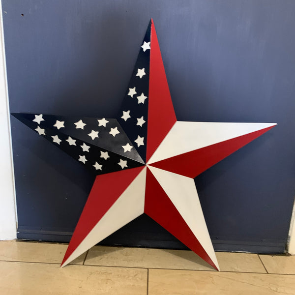 USA FLAG STAR STYLE# 5 RED WHITE & BLUE AMERICANA METAL BARN STAR WALL ART HANDMADE TO ORDER NEW