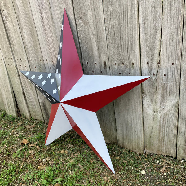 USA FLAG STAR STYLE# 5 RED WHITE & BLUE AMERICANA METAL BARN STAR WALL ART HANDMADE TO ORDER NEW