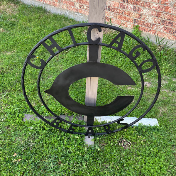 CHICAGO BEARS CUSTOM METAL VINTAGE CRAFT SIGN TEAM RISTIC BLACK HANDMADE