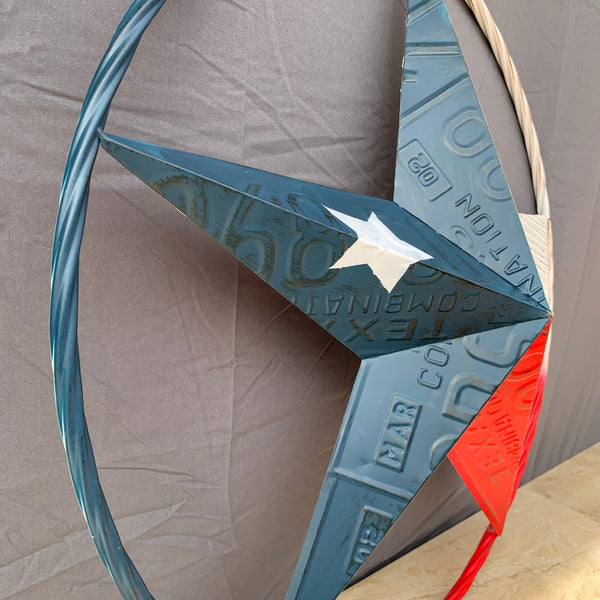 TEXAS LICENSE PLATE STAR RED WHITE & BLUE BARN METAL LONE STAR WESTERN HOME DECOR HANDMADE NEW 12",16",24",32",36"