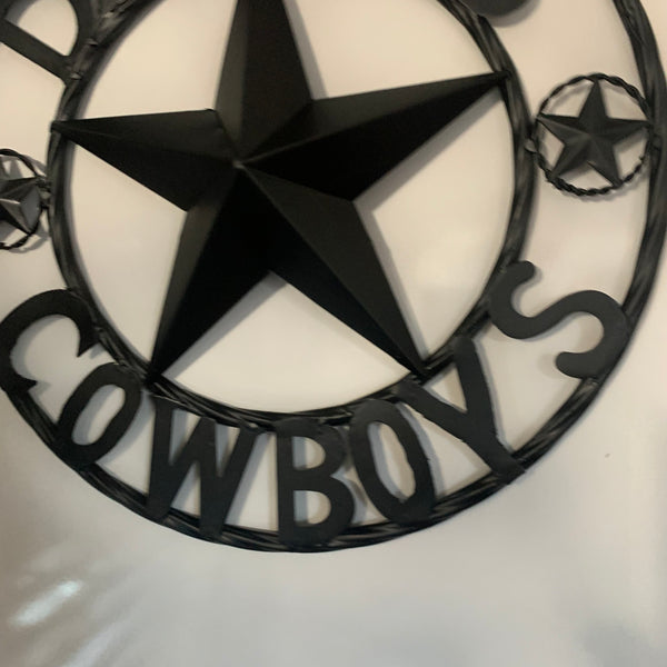 18" DALLAS COWBOYS BLACK STAR CUSTOM METAL VINTAGE LONE STAR WESTERN HOME DECOR HANDMADE