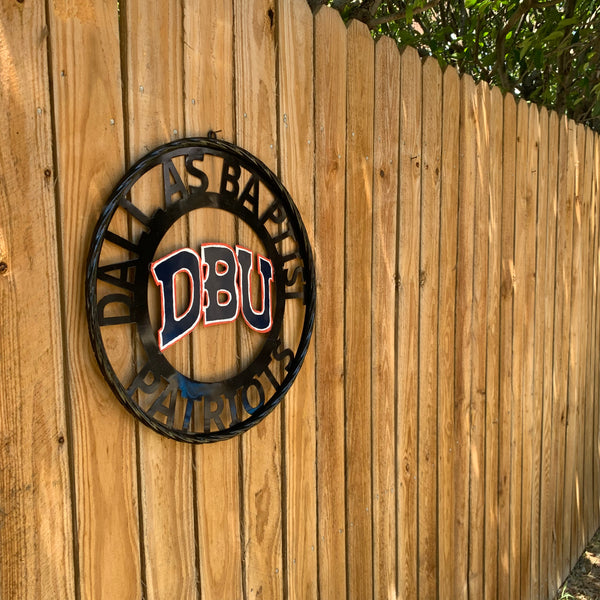 DBU DALLAS BAPTIST PATRIOTS CUSTOM METAL VINTAGE CRAFT TEAM SIGN WESTERN HOME DECOR HANDMADE