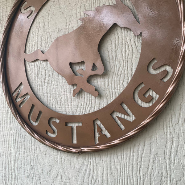 SMU MUSTANGS HAMMERED COPPER METAL CUSTOM VINTAGE CRAFT WALL ART TEAM SIGN HANDMADE