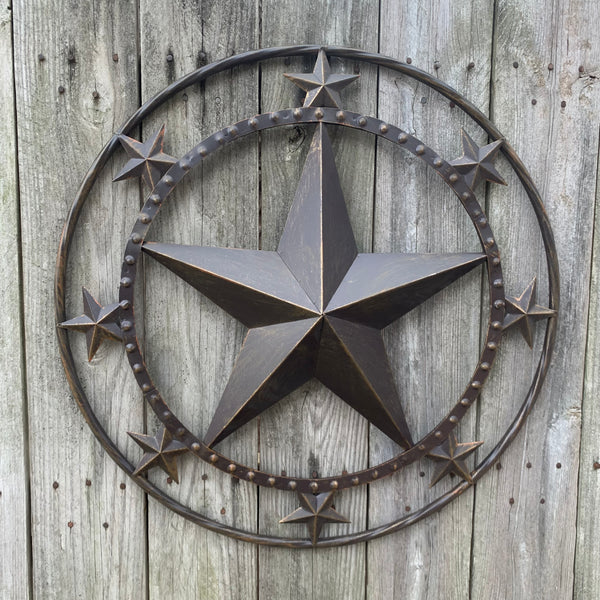 24" MULTI STAR BEADED COLIBROX BARN STAR METAL LONESTAR WESTERN HOME DECOR HANDMADE RUSTIC DARK BRONZE NEW