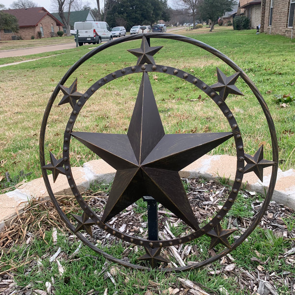 24" MULTI STAR BEADED COLIBROX BARN STAR METAL LONESTAR WESTERN HOME DECOR HANDMADE RUSTIC DARK BRONZE NEW