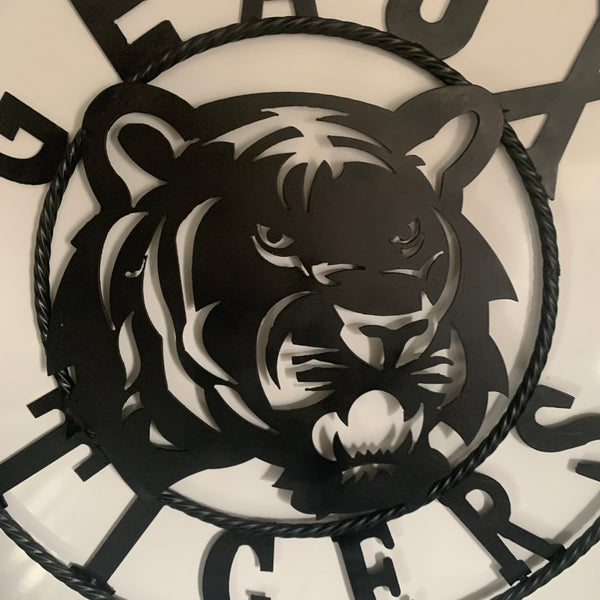 GEAUX TIGERS BLACK CUSTOM METAL VINTAGE CRAFT SIGN TEAM HANDMADE