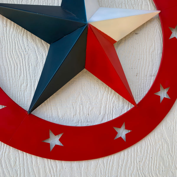 24" WIDE BAND RING BARN STAR METAL LONE STAR 3d WALL ART WESTERN HOME DECOR HANDMADE NEW #EH12758
